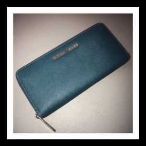 Michael Kors Teal Safianno Wallet